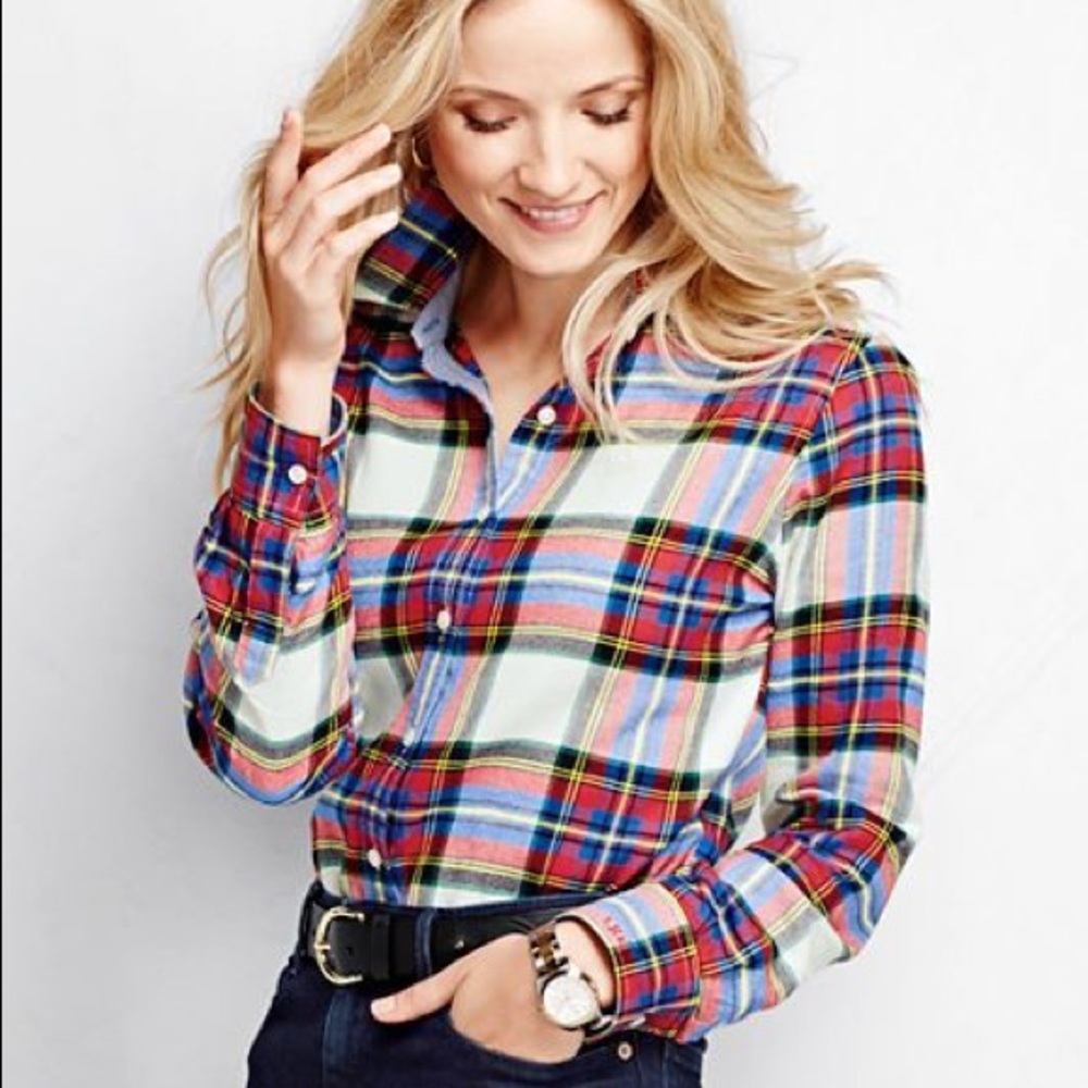 New with 🏷Lands End Stewart plaid flannel XS